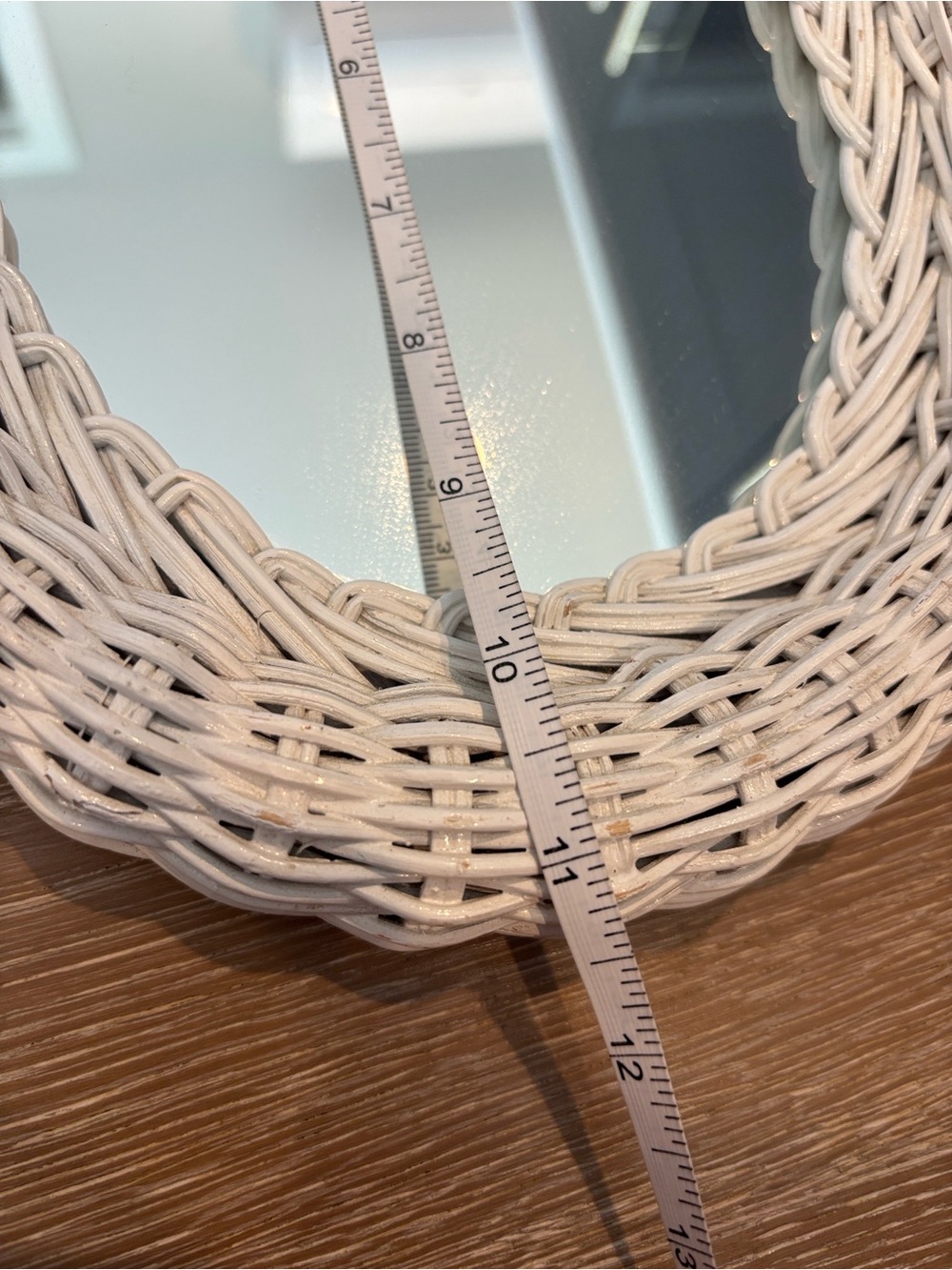 Small White Wicker Oval Wall Mirror - Home Wall Decor - Picture 3 of 5